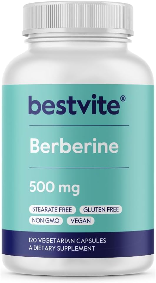 BESTVITE Berberine 500mg Per Capsule (120 Vegetarian Capsules) - No Fillers, Vegan, Gluten Free