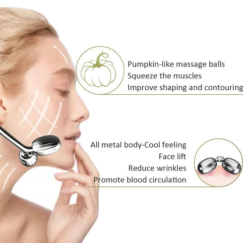 Yeamon Face Massager, Metal Face Roller Gua Sha Massage Tool for Face Neck Eye Body Skin Care, Facial Roller for Women