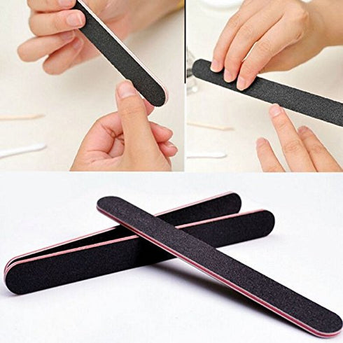 Karlash 10 PCS Professional Double Sided Nail Files, Emery Board Grit, Black Gel Cosmetic Manicure Pedicure