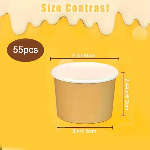 yvsay 55-Count 8-Oz Frozen Disposable Dessert Bowls, disposable bowls Paper Ice Cream Cups for Hot or Cold Food, Party