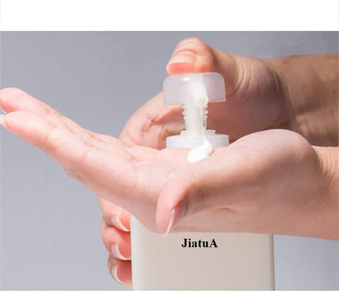 Refillable Plastic Pump Bottle, Empty Lotion Soap Dispenser Liquid Container, 15oz/450ml White, 2 Pack for Bathroom