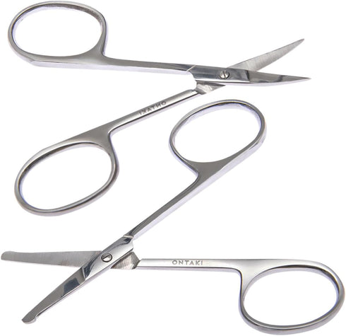 Ontaki Curved and Rounded Men's Facial Hair Scissors - Safe for Mustache, Nose Hair, Beard, Eyebrows, Ears