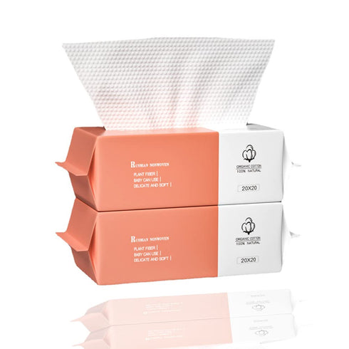 Cotton Facial Dry Wipes, 100 Count, Deeply Cleansing Disposable Face Towel, Multi-Purpose for Skincare and Makeup