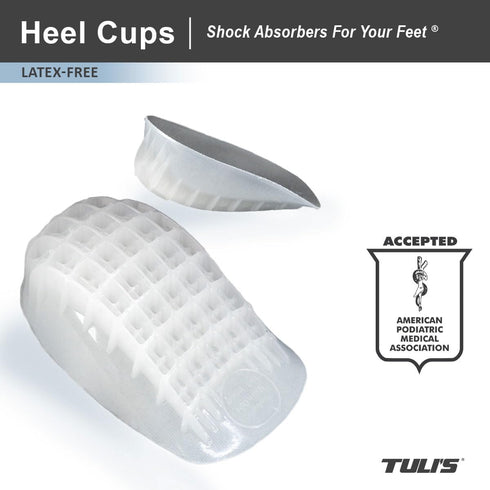Tuli's So Soft Heavy Duty Gel Heel Cups - Cushioned Relief for Plantar Fasciitis, 1 Pair, Large