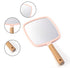 YEAKE Hand Held Mirror with Handle, Small Cute Wood Mirror for Shaving, Portable Travel Vanity (Square, Pink, 1Pack)
