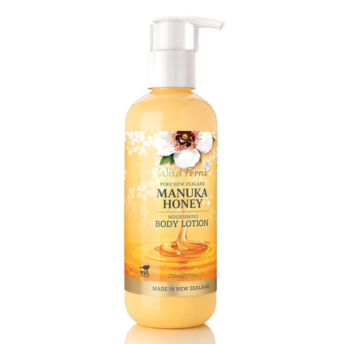 Wild Ferns Manuka Honey Nourishing Body Lotion, Large 230ml, 93% Natural