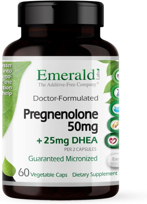 EMERALD LABS Pregnenolone 50mg with DHEA 25mg, Premium Wellness Supplement, 60 Capsules