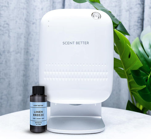 Scent Better Pro - Smart Bluetooth Essential Oil Diffuser for Home, Hotel, Spa, Office, Waterless - Includes Free Linen