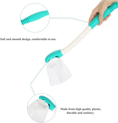 Qiterr Bottom Wiper, Long Handle Reach Comfort Holder Toilet Paper Tissue Grip Self Wipe Aid Helper