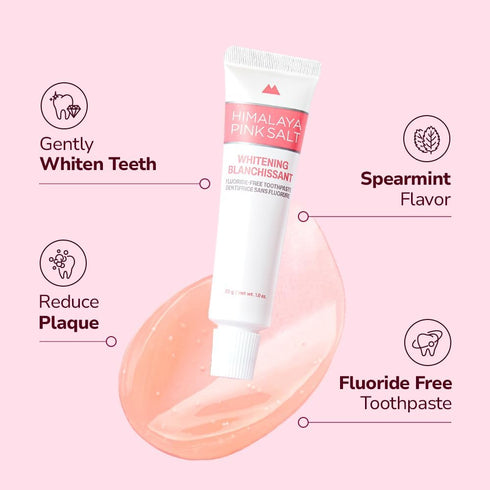 Natural Whitening Travel Kit, Medium Toothbrush & Fluoride Free Toothpaste for Teeth Whitening, Travel Size