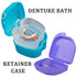 Denture Bath Case Cup with Cleaner Brush & Retainer Holder Box - Complete Clean Care for Dentures, Clear Braces, Mouth