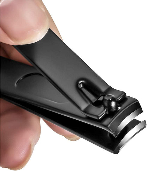 Nail Clippers Set - Sharp Stainless Steel Fingernail & Toenail Clippers, Black Nail Cutter, 2 Piece Set