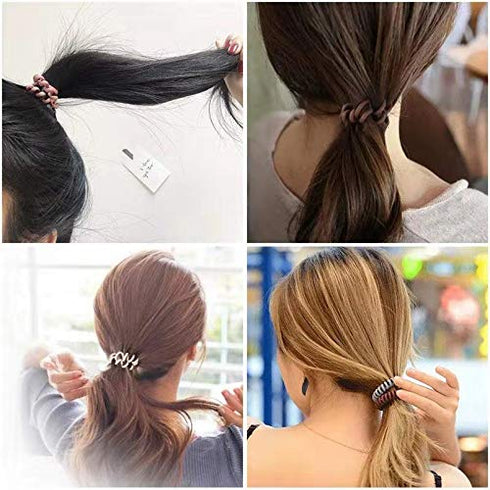 Spiral Hair Ties Set - 10 Piece Medium Coil Elastics for Thick Hair, Multicolor No-Crease Ties for Women and Girls