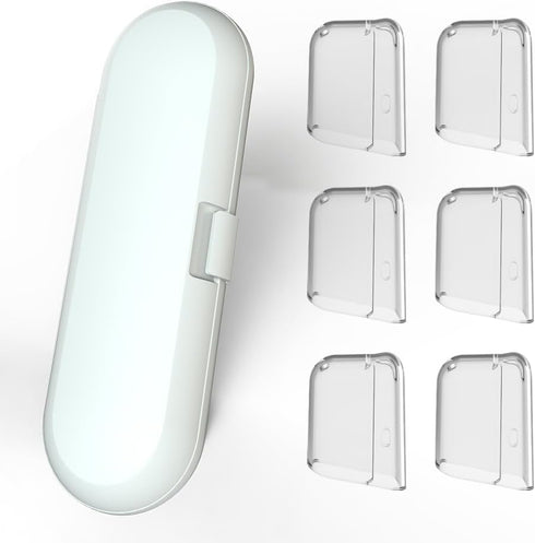 Toothbrush Travel Case Compatible with Philips Sonicare Electric Toothbrush & 6Pcs Reusable Head Covers (White)