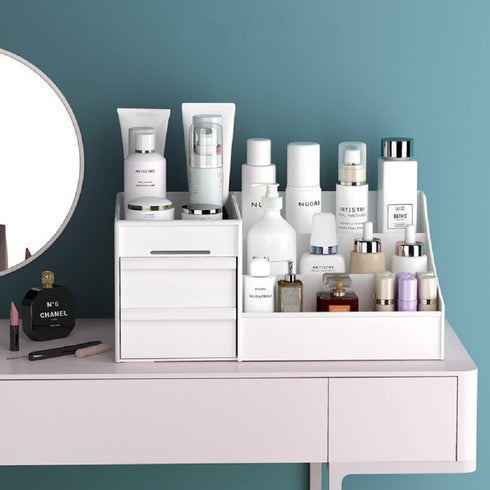 RIIPOO Makeup Organizer with Drawers, Countertop Organizer for Bathroom, Vanity, Cosmetics for Skin Care and Brushes