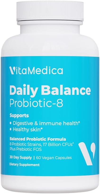 VitaMedica Daily Balance Probiotic-8, Probiotic Supplement with 16 Billion CFUs for Gut Health & Immune Support