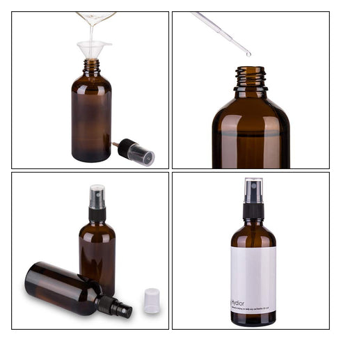 Hydior Amber Glass Spray Bottles for Essential Oils, 4oz Fine Mist Spray Bottle 2 Pack