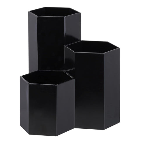 LoveBB Makeup Brush Holder Organizer, 3 Slot Plastic Storage Solution for Cosmetics Brushes, Black