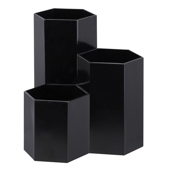 LoveBB Makeup Brush Holder Organizer, 3 Slot Plastic Storage Solution for Cosmetics Brushes, Black