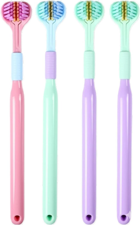 YuanHolumid 4 Pcs 3-Sided Toothbrush, Soft Bristle Toothbrush for Comprehensive Care of Teeth