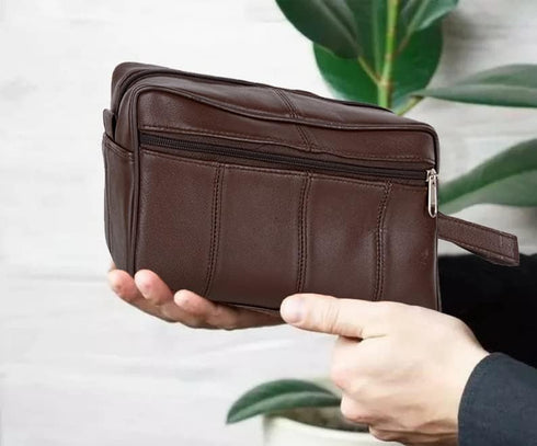 Liberty Leather Genuine Sheep Nappa Leather Toiletry Travel Bag, Bathroom Organizer with Multiple Compartments