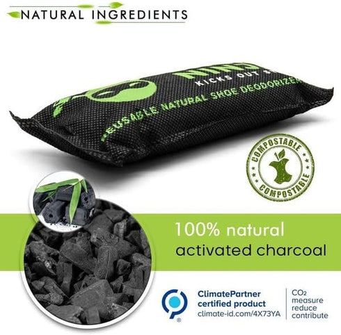 Shoe Deodorizer Inserts, Activated Charcoal Odor Eliminator for Shoes, Pack of 2 with Nail Clippers