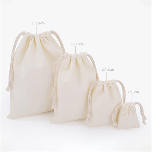 TYLPFH 10pc Package Coffee,18x25cm) Cotton Drawstring Storage Bag White Canvas Bags for Candy Gift Pouch Reusable Home