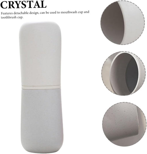 Set Abaodam Travel Toothbrush Cup Mouthwash Cup Toothpaste Storage Box Gray Compact Outdoor Travel Daily Oral Care