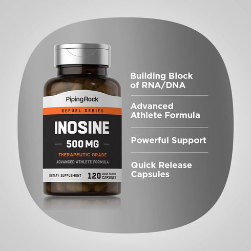 Piping Rock Inosine 500mg | 120 Capsules | Non-GMO, Gluten Free | Advanced Athlete Formula
