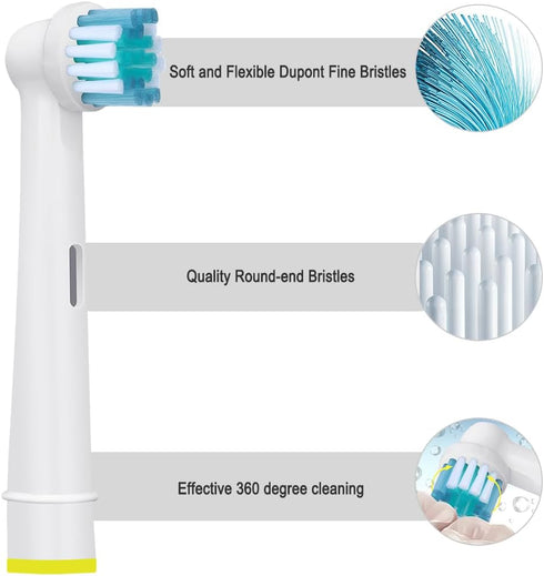 Electric Toothbrush Replacement Heads Refills for Oral B, Precision Clean, Gentle & Effective Cleaning, by DeBizz