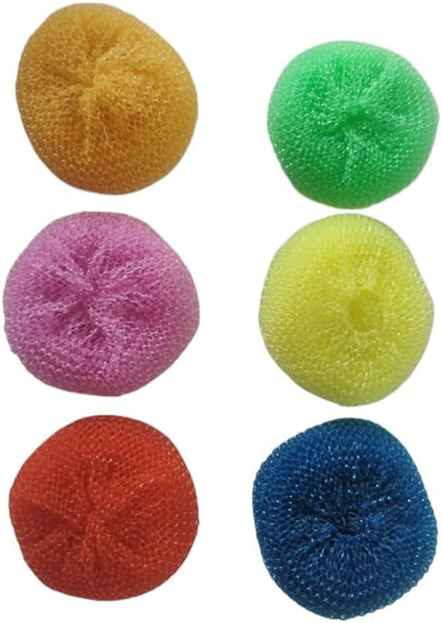 Plastic Dish Scrubbers for Dishes, Nylon Round Scrubber Scouring Pad, Colorful Non Scratch Mesh Pads (24 Pack)