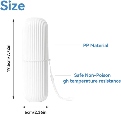 Toothbrush Travel Case, Portable Plastic Container for Traveling, Toothbrush Holders (White)