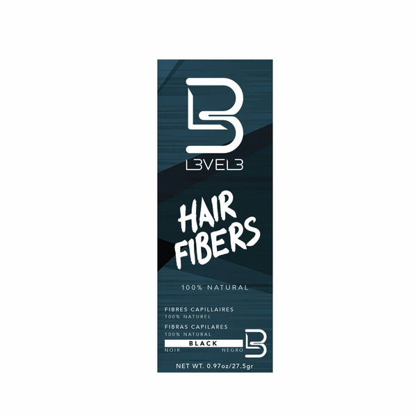 L3 Hair Fibers - Natural Looking Finish for Thinning Hair or Bald Spots - Instant Grey Coverage (Black)
