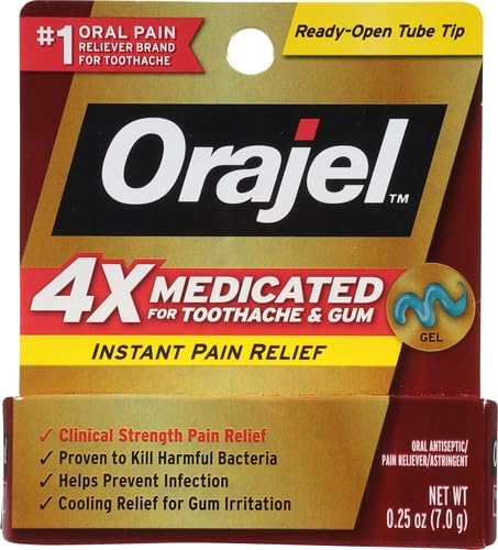 Orajel 4X for Toothache & Gum Pain Severe Gel Tube, 0.25 Ounce