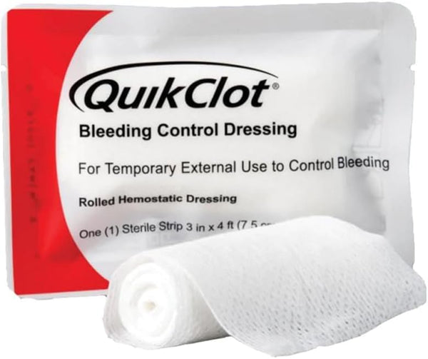 Lightning X Products QuikClot Clotting Gauze - Bleeding Hemmorhage Control Dressing 3"