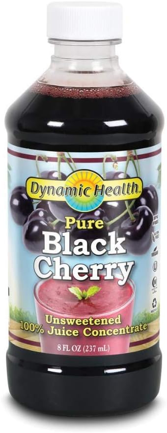 Dynamic Health 100% Pure Black Cherry Juice Concentrate, No Additives, 8 Fl oz, Antioxidant Support