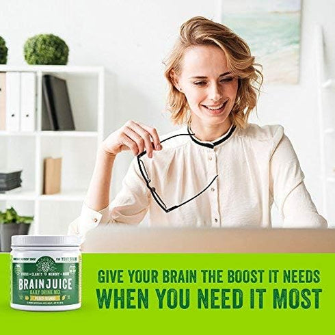 BrainJuice Nootropics Brain Support Supplement, Gluten Free Powder for Energy and Focus, 15 Servings