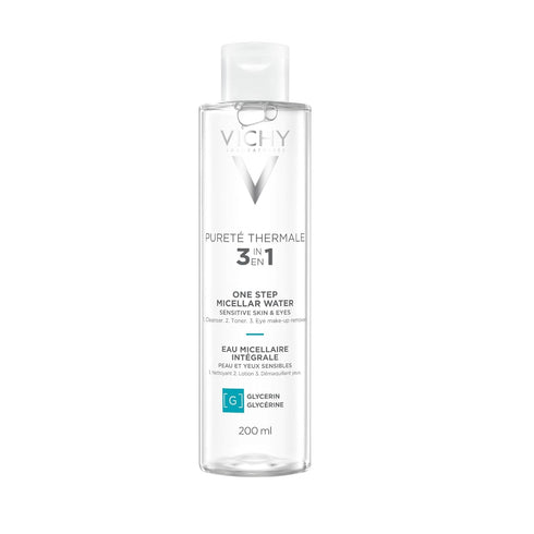 Vichy Pureté Thermale One Step Micellar Water - Makeup Remover & Facial Toner with Vitamin B5, Gentle Eye Makeup Remover