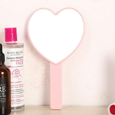 TBWHL Heart-Shaped Travel Handheld Mirror - Cosmetic Hand Mirror with Handle, Cute Portable Vanity Mirror for Men &