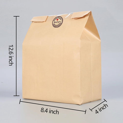 50 Packs Large Paper Bread Bags for Homemade Bread, Kraft Paper Bakery Bags with Window for Sourdough Toast Packing