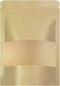 100pcs Kraft Paper Stand Up Pouches, Ziplock Food Storage Bags with Matte Window, Reusable, Heat-Sealable