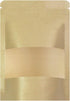 100pcs Kraft Paper Stand Up Pouches, Ziplock Food Storage Bags with Matte Window, Reusable, Heat-Sealable