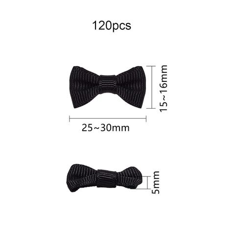 PH PandaHall 120pcs Mini Bow Tie Bows, 1 Inch Black Grosgrain Ribbon Bows for DIY Craft Hair Clips and Decorations