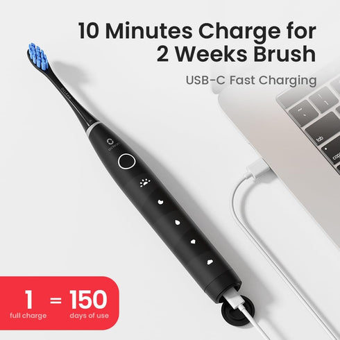Oclean Electric Toothbrush for Adults, USB Rechargeable with 150 Days Battery Life, 6 Brush Heads & Travel Case, 5