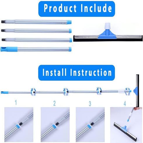 Floor Squeegee for Concrete - 50" Heavy Duty Foam Water Wiper for Garage, Shower, Kitchen & Pet Hair