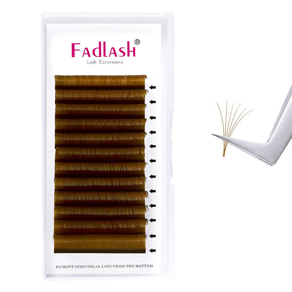 Volume Eyelash Extensions 0.07 C Curl, Faux Mink Self Blooming Colored Lash Extensions, 8-14mm (Blond 0.07-C)