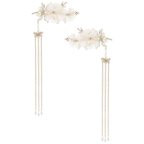 New Dragonfly Tassel Hair Clip, Classic Style Pearl Hair Clip for Traditional Clothes Festive Wedding Cosplay