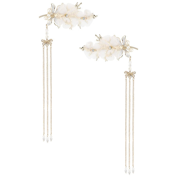 New Dragonfly Tassel Hair Clip, Classic Style Pearl Hair Clip for Traditional Clothes Festive Wedding Cosplay
