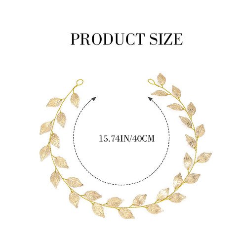 Yean Gold Leaf Wedding Headband Bridal Headpieces for Bridesmaid and Flowergirls (Gold, 15.7 Inches)