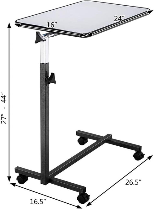 Kcelarec Bed Tray Overbed Table with Wheels, Rolling Tray Tables - Beds Side Table for Laptop, Eating, Rolling Beds